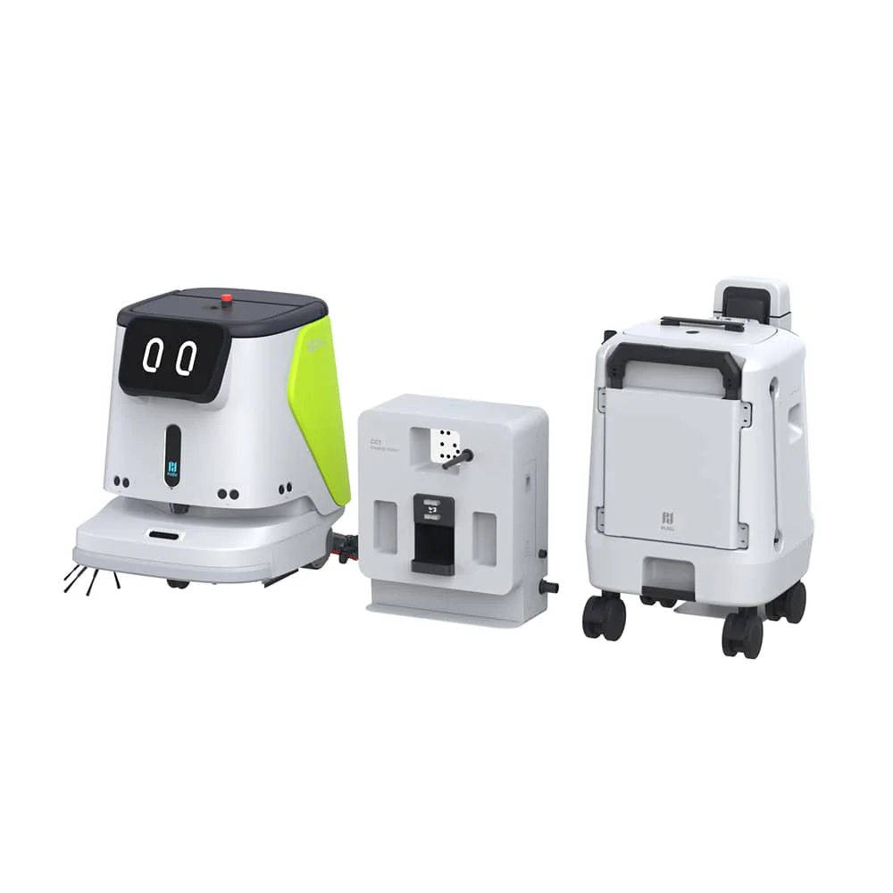 PUDU CC1 autonomous 4-in-1 scrubber operating on commercial floor
