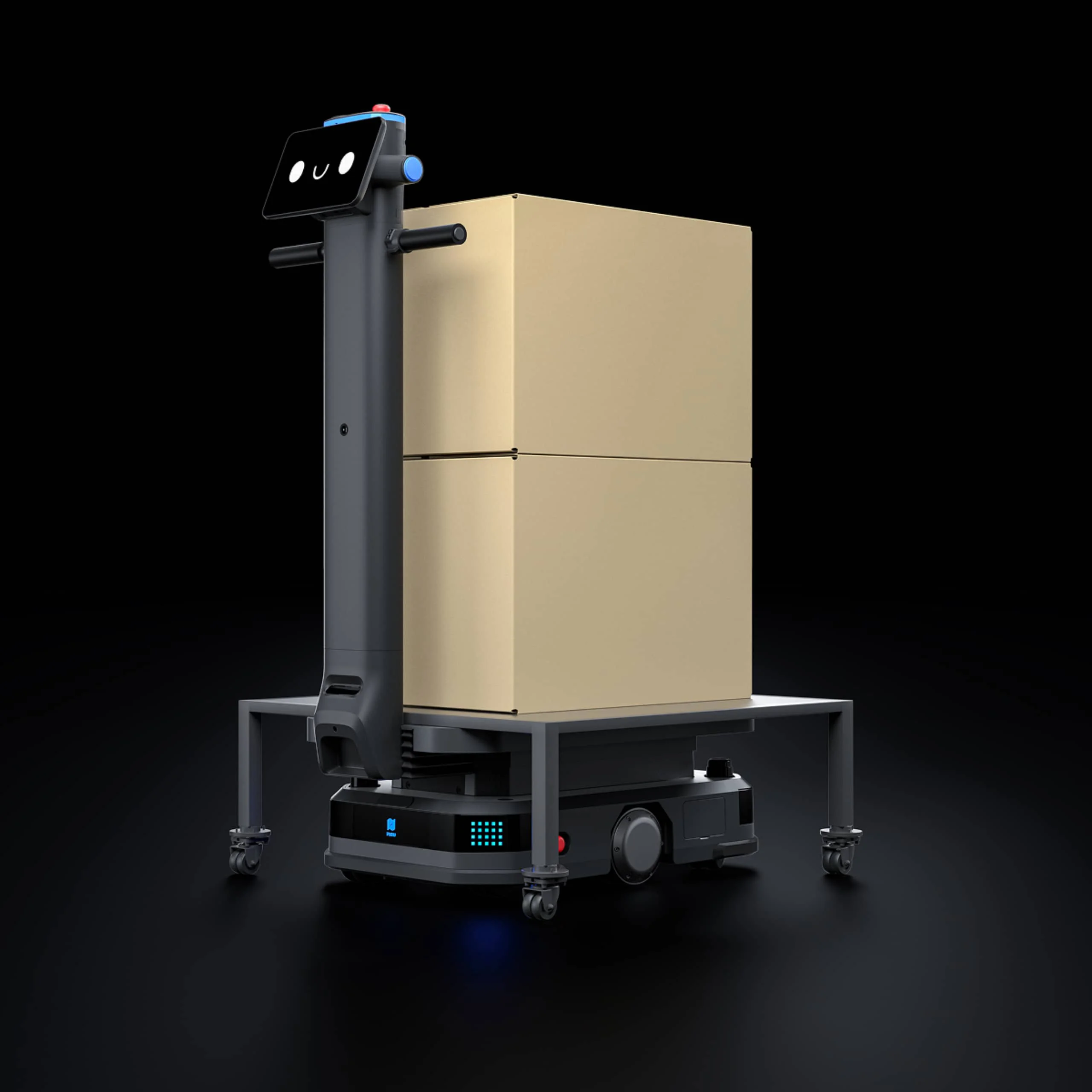 PUDU T600 industrial AMR transporting load through GotBots247 Mundelein demo center
